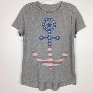 LOL Vintage American Flag Anchor Tee Gray L